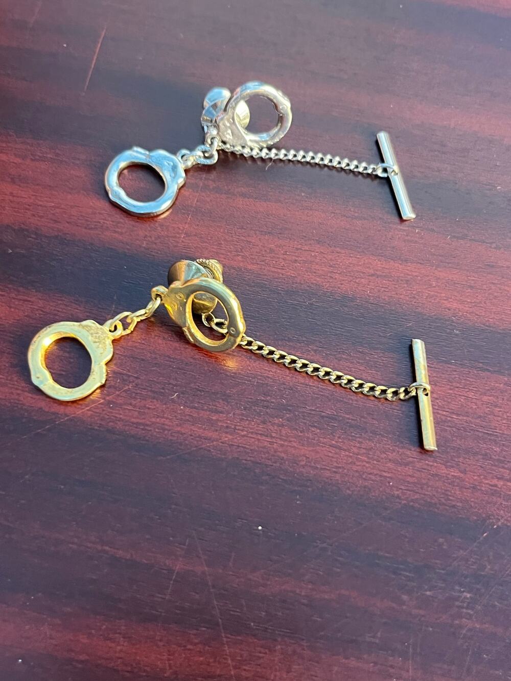 VTG Handcuff Tie Tacks Lot of 2 Silver and Gold Tone Law Enforcement Police